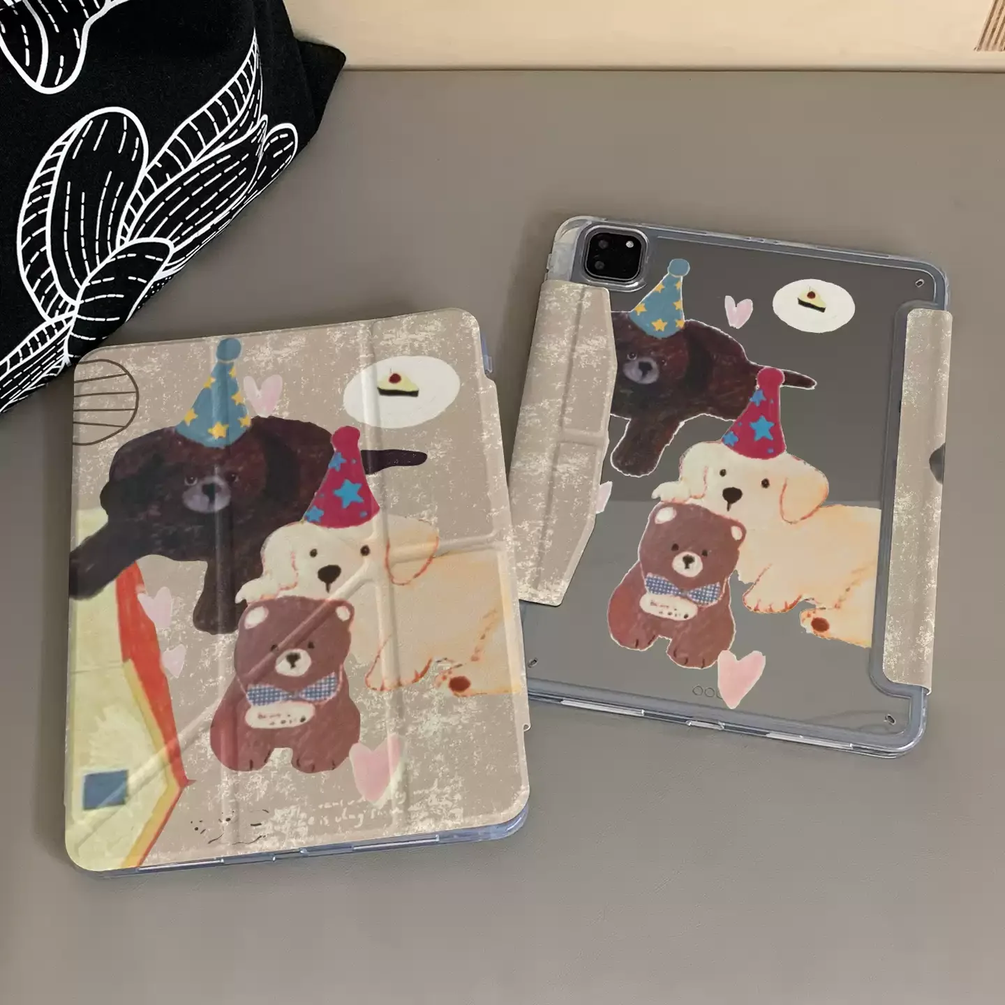 Cute Little Dog And Bear Table Case For iPad Pro 11 12.9 13 M2 M3 M4 M5 Shell 8.3 9.7 10.2 5/6/7/8/9/10/11th Air 3 4 5 6 7 Cover