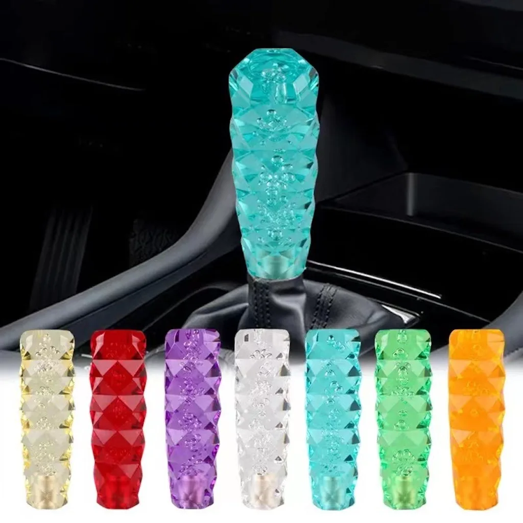 Car Manual Gear Shift Knob Head Stick Crystal Transparent Bubble Purple Blue Throw Shifter Lever 10CM