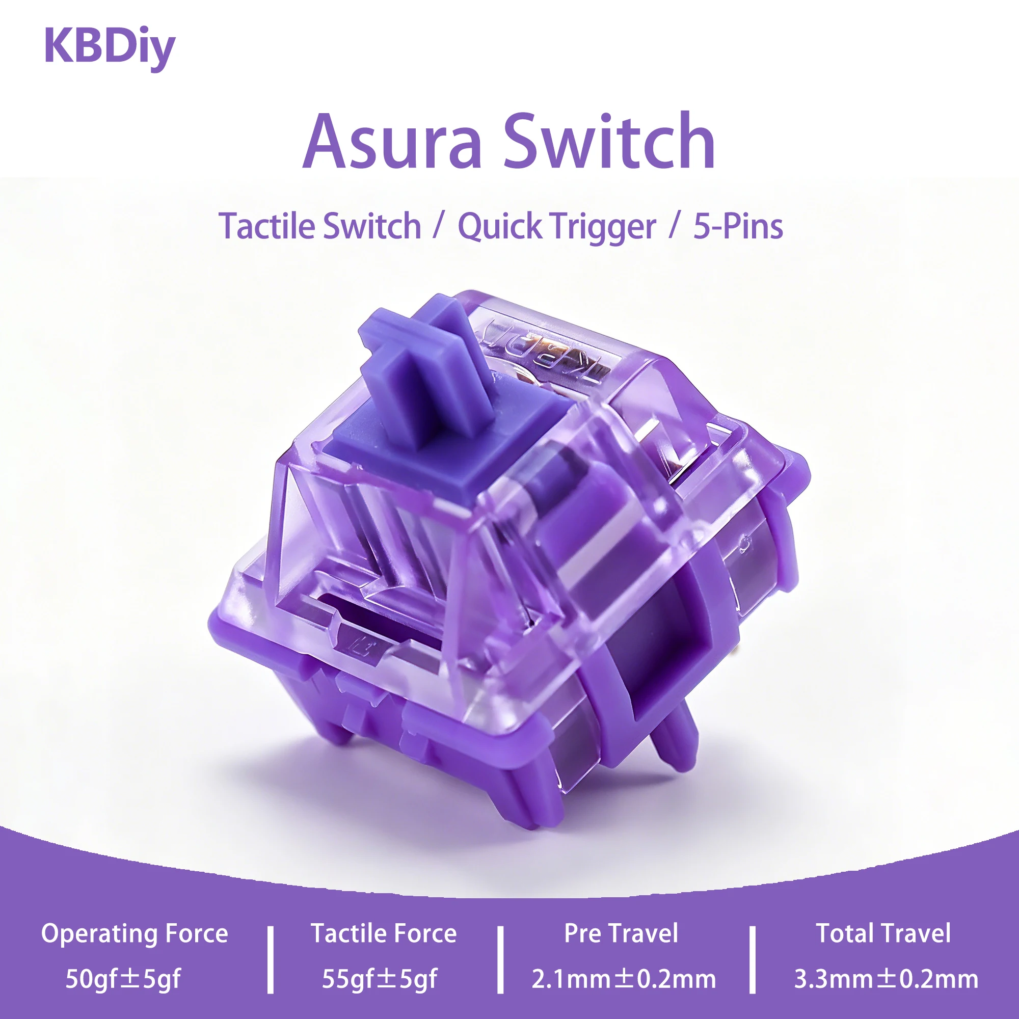 KBDiy Asura Switch 5Pin 50gf Pre Lubed POM PC Tactile Creamy Switches Custom DIY For 60% 75% Gaming Mechanical Keyboard Aula F75