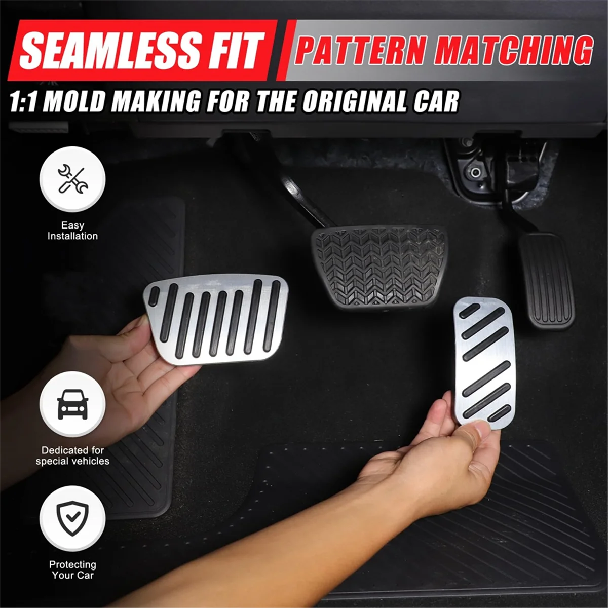 Cubierta del pedal del acelerador de gas del pedal de freno del coche para Land Cruiser 250 Prado LC250 2024 Accesorios Acero inoxidable,A