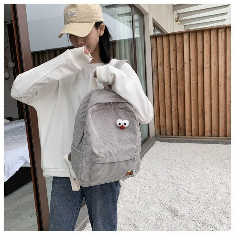 Cute High School Backpack Corduroy Bag New Fashion Solid Color Women Backpack Girls School Backpack Children Travel Bag