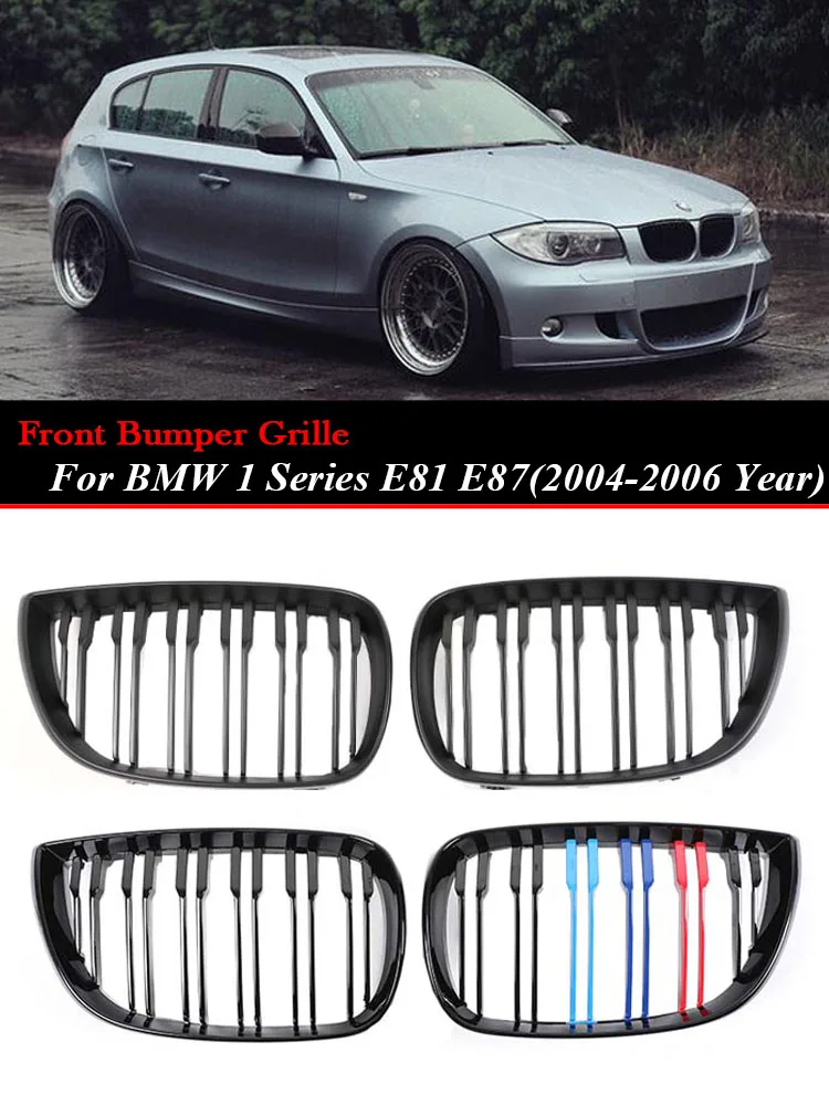

Lower Front Bumper Double Slat M Style Grills Console Center Matte Black Grille for BMW 1 Series E81 E87 2004-2006 Car Styling