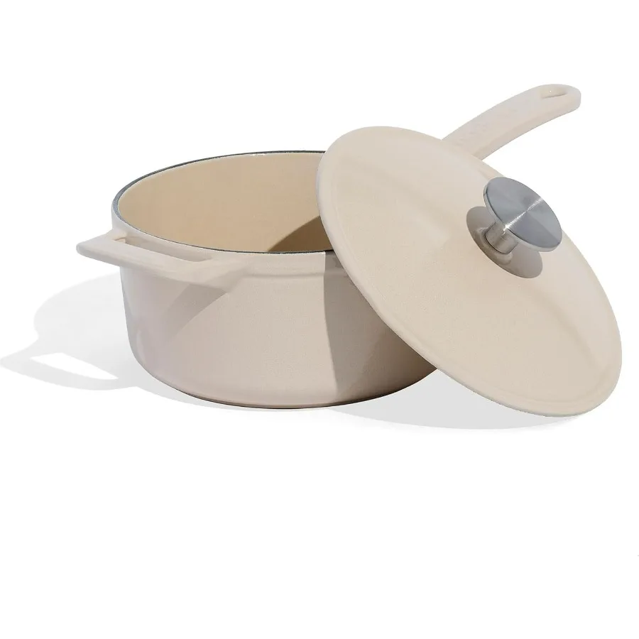 

2-литровая эмалированная чугунная кастрюля с крышкой в античном белом цвете для профессионального использования на кухне, чугунная посуда ручной эмалированной посуды Craf