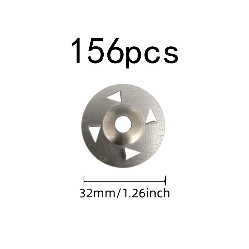 156 pcs Four Claw Anti-Slip Design 32mm Iron Tile Washers, great for Wall Construction, Pre-Drilled Center Hole