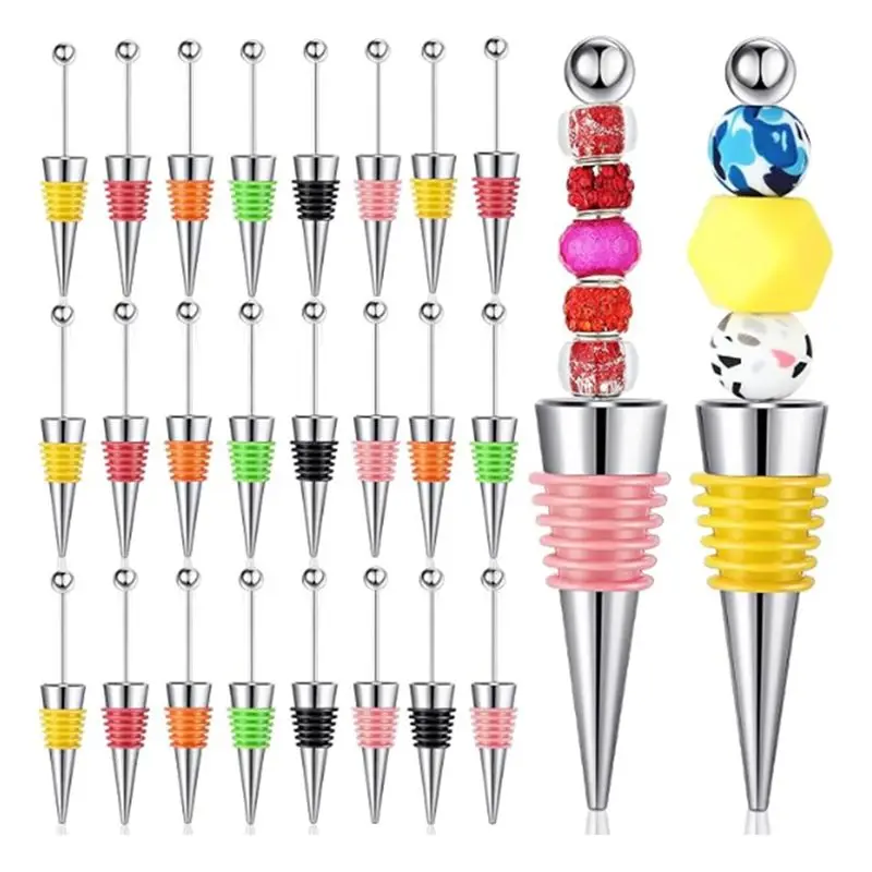 

AEE4-Beadable Wine Stoppers For Wine Bottles Wine Saver Bottle Stopper For Beverage Gifts Holiday Party Wedding Bar