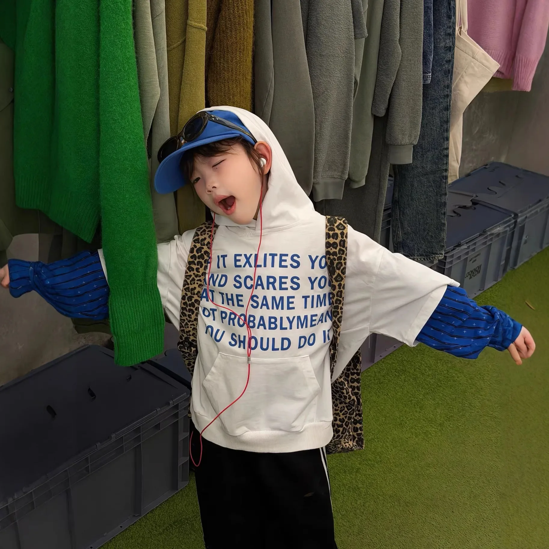 

Children Clothes Kids Casual Hoodie Spring 2026 New Trendy Cool Hooded Sweatshirts Letter Prints Boys Simple Casual Top
