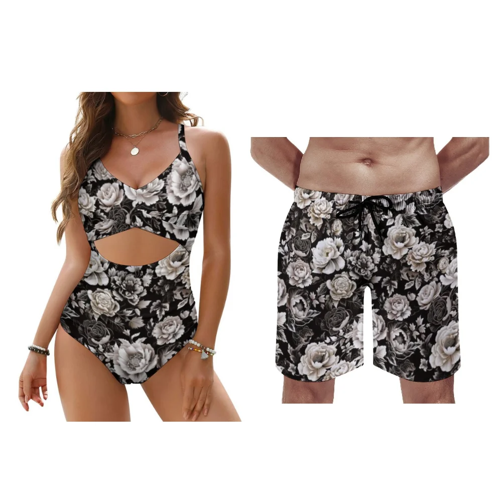 Mens Beach Pants Womens Bikini Couple Sets Summer Flower Patterns Customizable Essential For Vacations