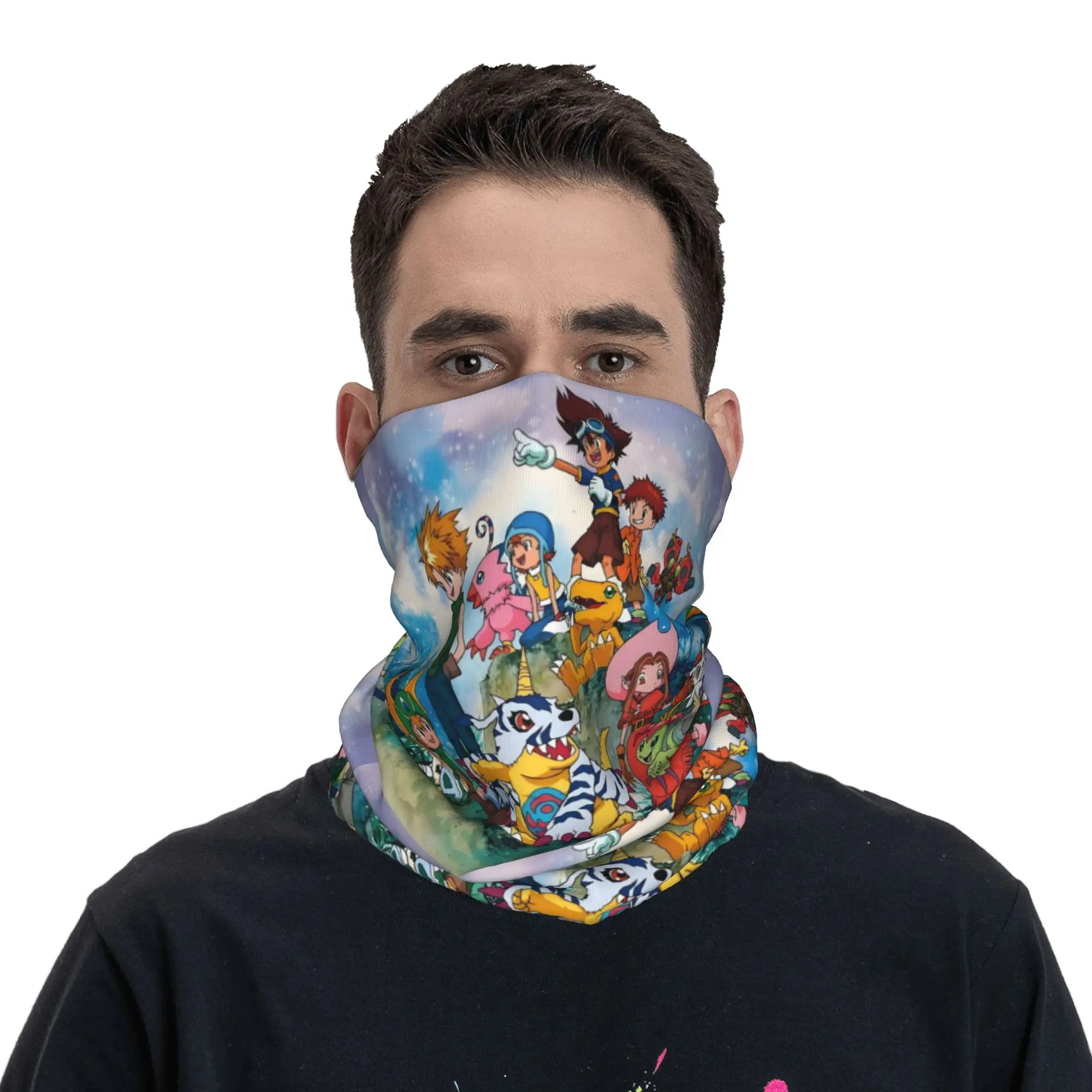 Digimon Japane Video Game  Winter Headband Neck Warmer Women Men Hiking Running Tube Scarf Anime Manga  Face Bandana Gaiter
