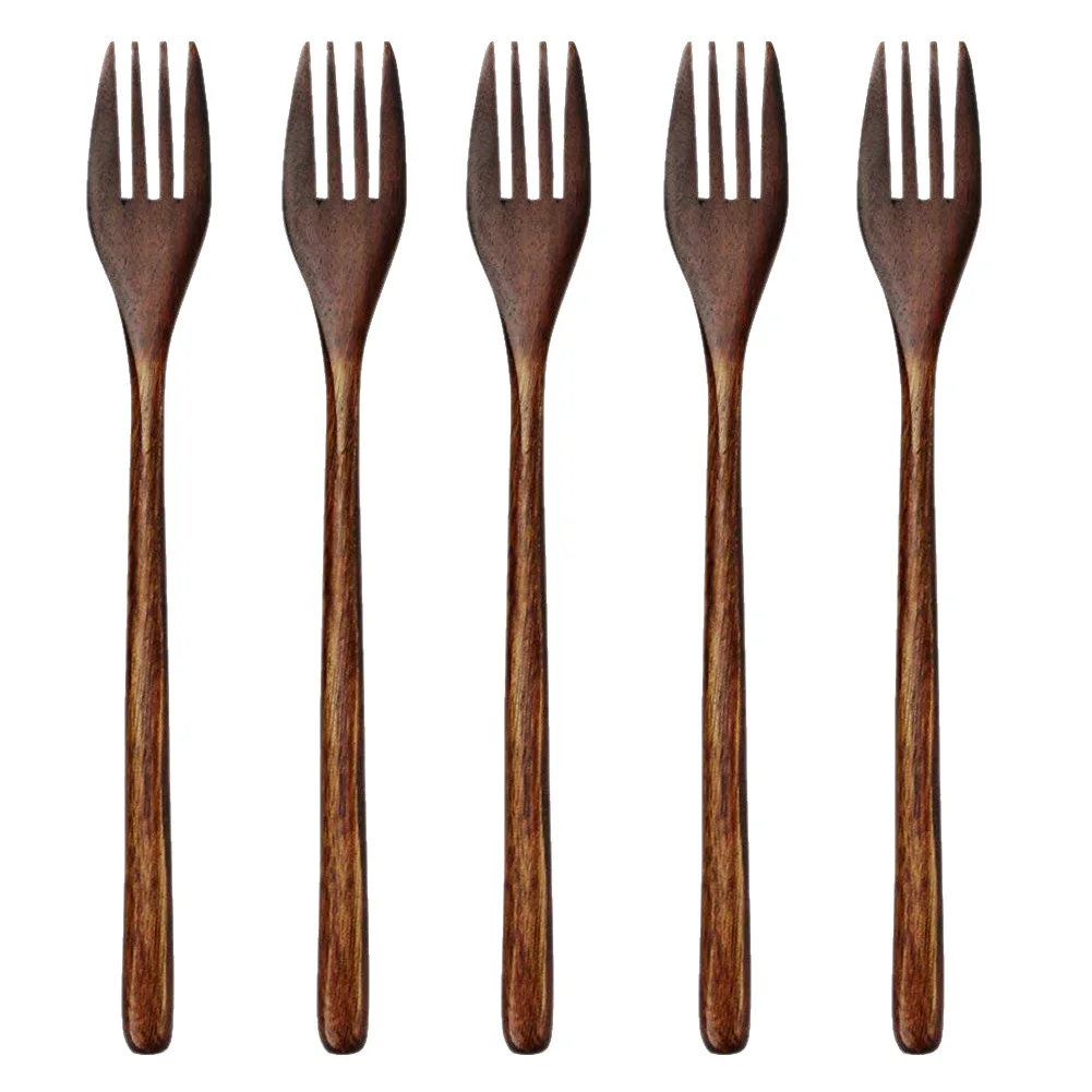 5 Pieces Wooden Spoon Soup Spoon and Fork Tableware Natural Ellipse Ladle Spoon Set Eco Friendly Products Spoons for Cooking