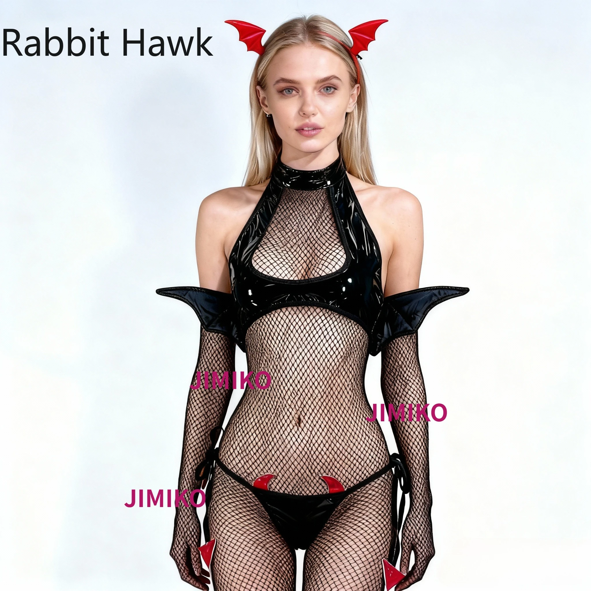 

Женский комплект сексуального нижнего белья, нарядное нижнее белье, костюм для ролевых игр «Маленький дьявол», костюм на Хэллоуин, эротический комплект с эффектом кожи 18+