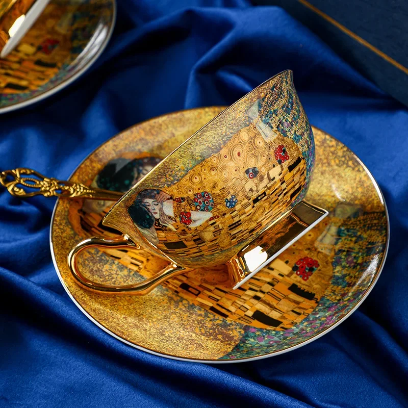 Royal Baroque Style Bone China Coffee Set - Vintage English Afternoon Tea Cups & Saucers withGiftBox ElegantCeramicWeddingDecor view 4