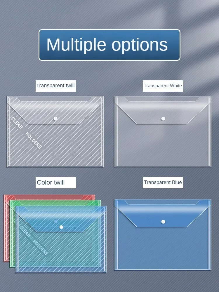 Saco De Documento De Plástico Transparente, espessado Saco De Arquivo, Snap Encerramento, Teste De Papel, Estudante Escritório Papelaria