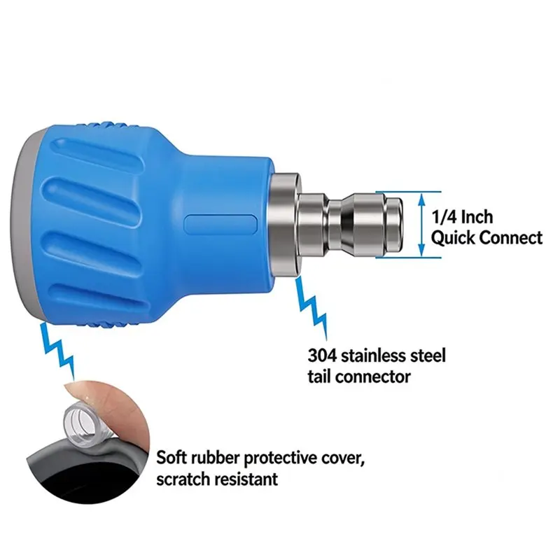 TFORU-Soft Rubber Sleeve 40° Pressure Washer Nozzle With Anti-Scratch High-Precision Figure-8 Design, 1/4