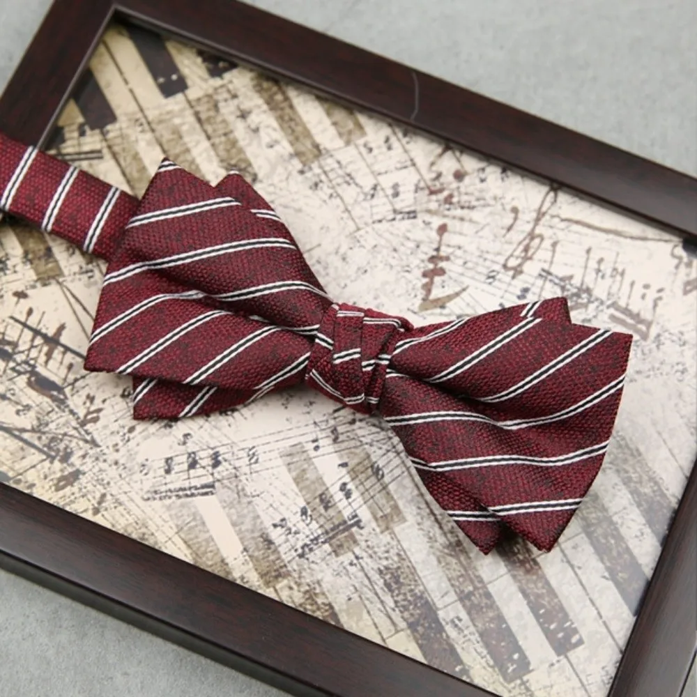 Creativo regolabile rosso serise papillon bowknot strisce uomo cravatta fiore morbido sposo groomsman cravatta accessori per abiti