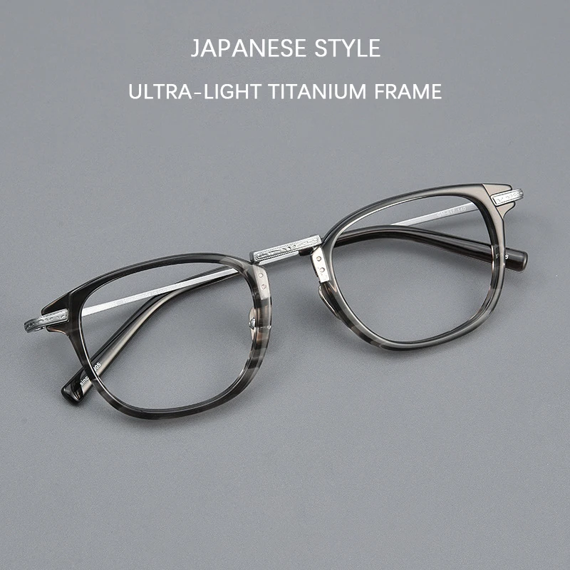 

Japanese Style Square Pure Titanium Glasses Frame Women Retro Fashion Eyeglasses Men Business Casual Acetate Full Rim Eyewear