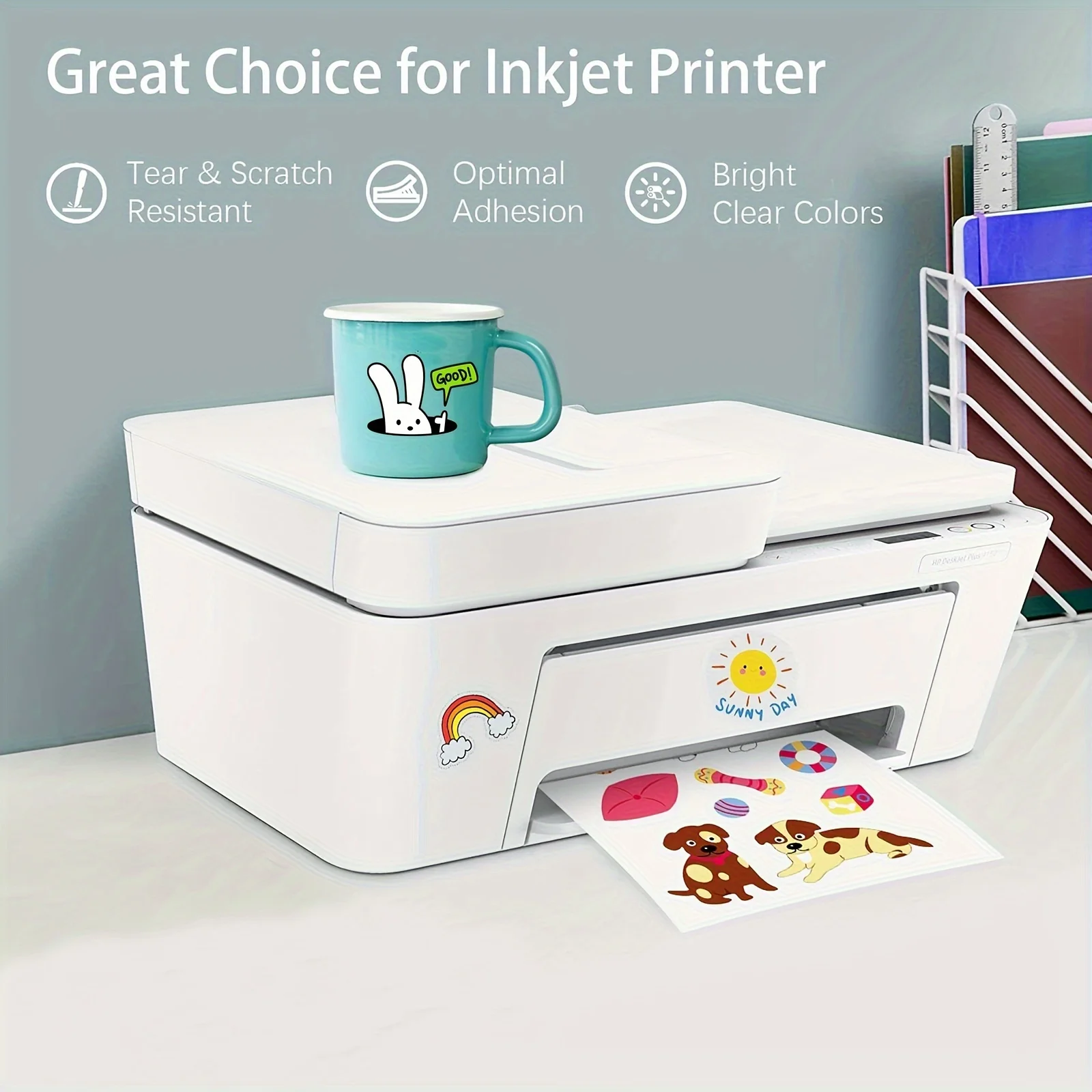 ESHANG 8.5x11 Inch 20 Sheets Clear Sticker Paper for Inkjet Printer Non-Waterproof Clear Printable Vinyl Sticker Paper