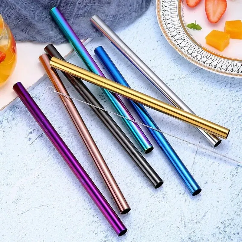 

20pcs, Colorful Stainless Steel Big Straw, Huge Reusable Straw for Drinking, Juice Sucker Drinking Straws, Wholesale