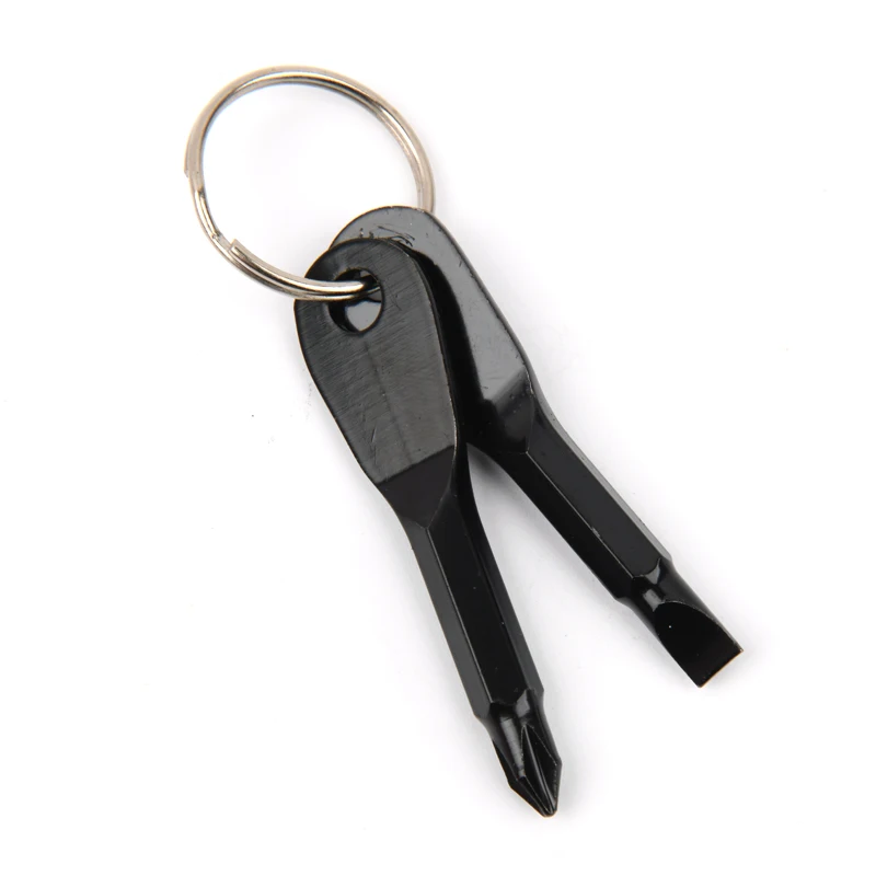 Portable Phillips Slotted Screwdriver Key Ring Keyring Outdoor Multi Mini Pocket Repair Tool Gadget  Screw Driver