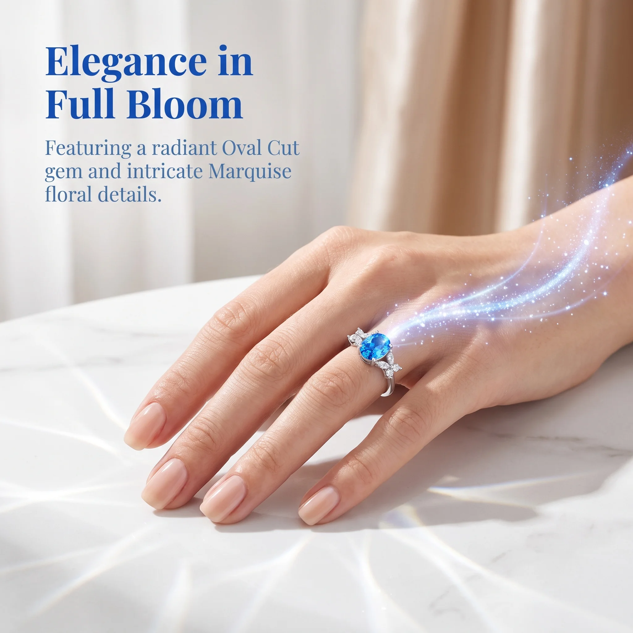 Exquisite 925 sterling silver best-selling gemstone ice flower bow ring with high-carat diamond band