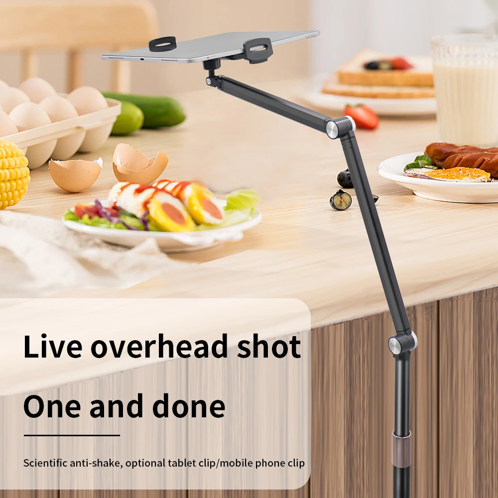 

Floor Retractable Mobile Phone Tablet Stand Aluminum Alloy Material Black Mobile Phone Stand