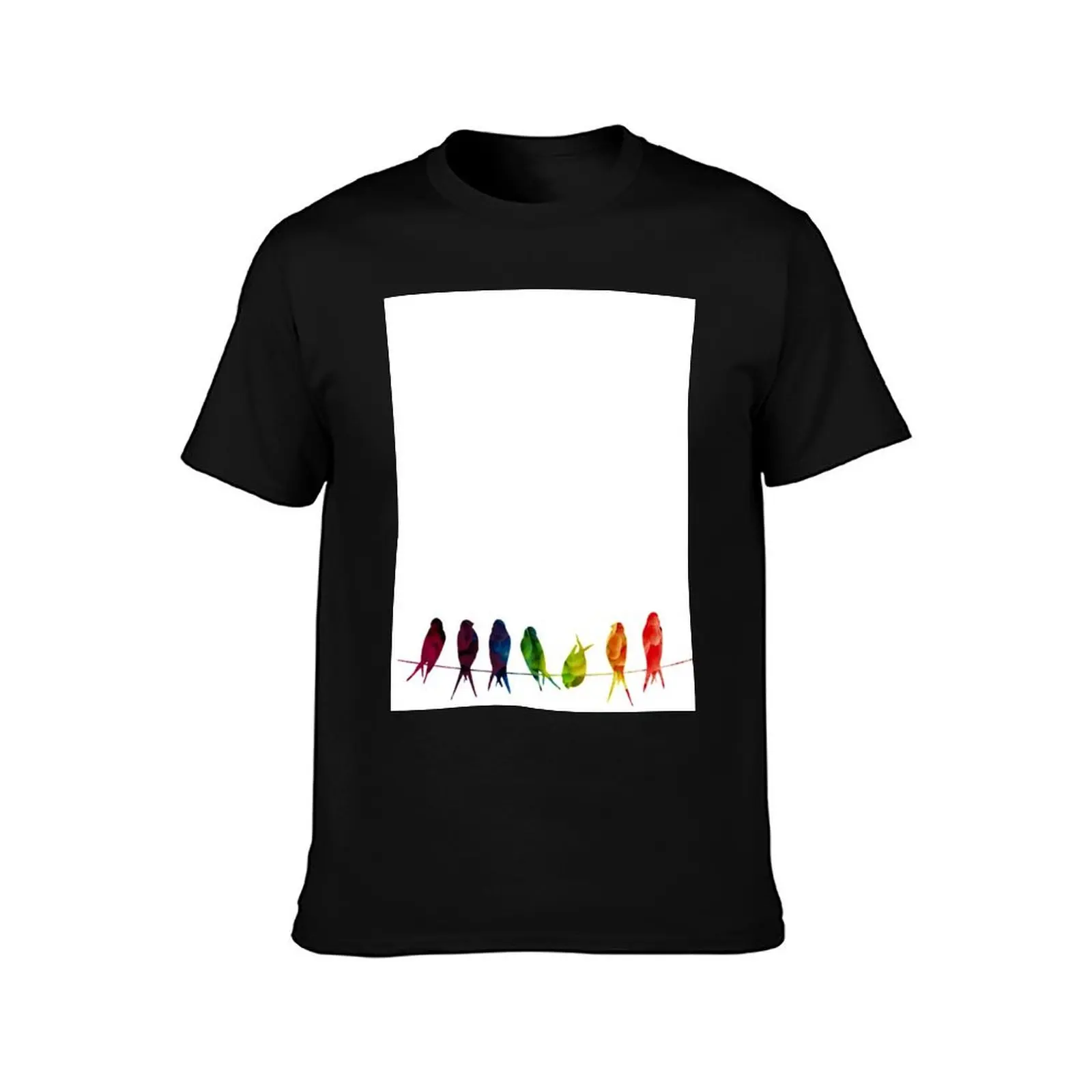 7 Birds on a line - edit T-Shirt plus size clothes animal prinfor boys graphics plain t shirts men