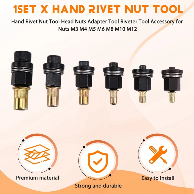 Hand Rivet Nut Tool Hand Riveting Tool Nuts Adapter Tool For Nuts M3 M4 M5 M6 M8 M10 M12 Riveter Tool