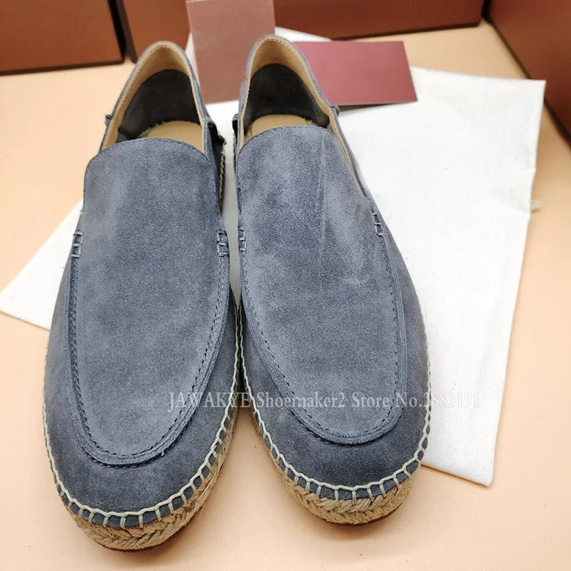 Fisherman Loafers Men Summer Walk Flats Shoes Thick Sole Platform Dress Shoes Slip-on Cow Suede Mules Male Daily Shoes