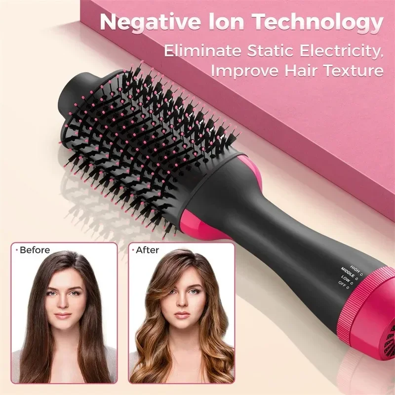 4 In 1 Hot Air Brush Styling Comb One-Step Heating Comb Hair Straightening Brush for Straight Curly Professional Hair Dryers