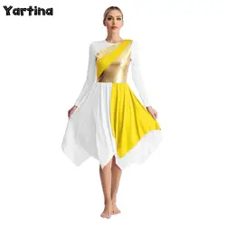 Women's Christian Praise Ballet Lyrical Dance Tunic Overlay Dress Christian Worship Costume Liturgical Church Dresses Dancewear
