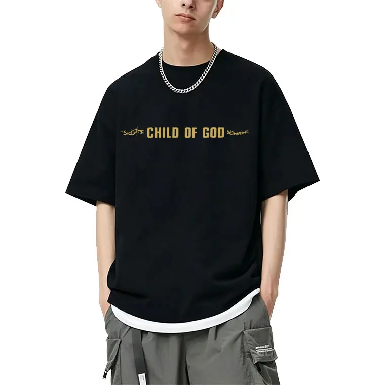 

Christian Cross Print T Shirts Jesus Child of God Bible Verse T-shirt Men Womne Hip Hop Gothic Oversized Crewneck Short Sleeve