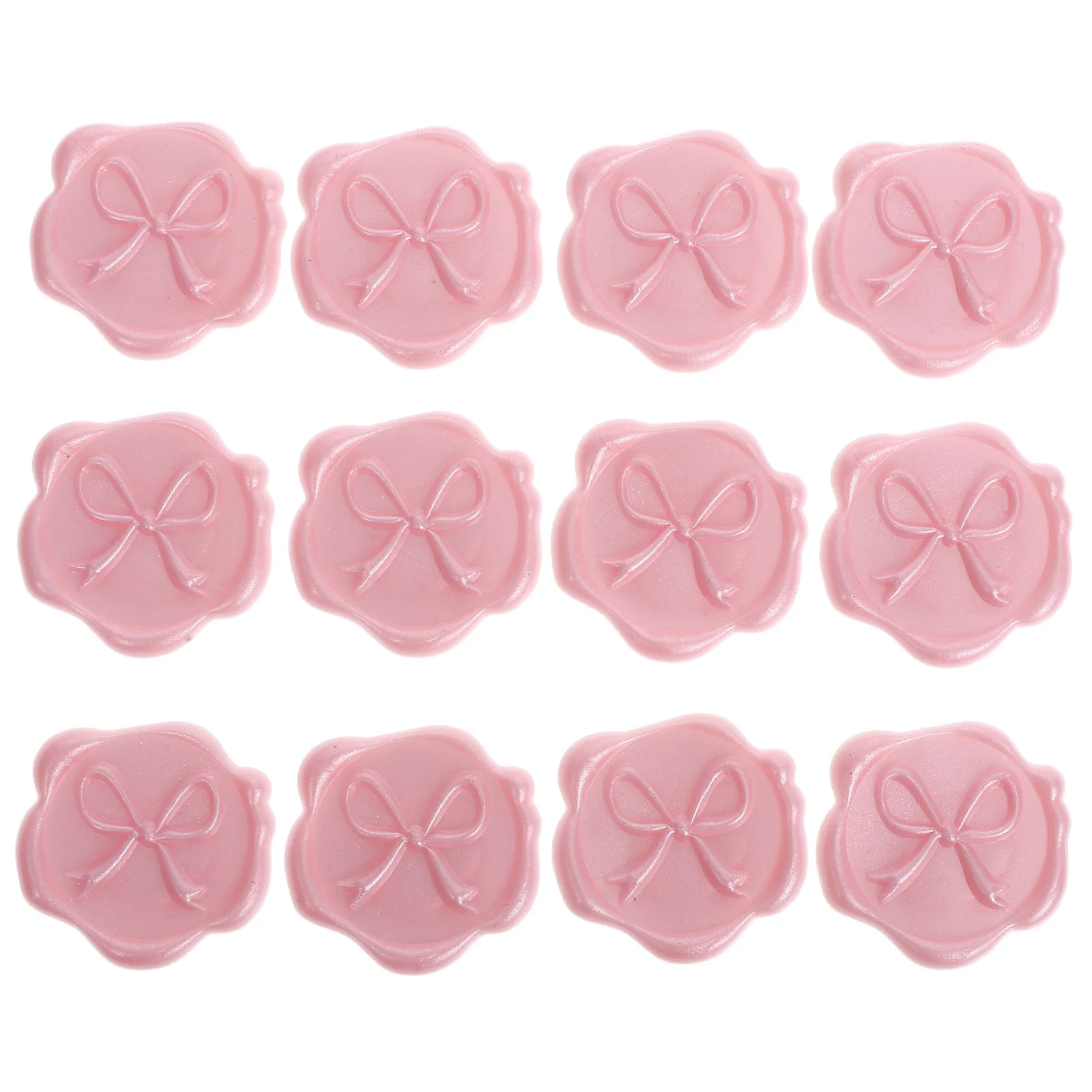 

12Pcs Pearlescent Pink Bow Wax Seal Stickers 3D Embossed Self Adhesive Wedding Envelope Invitation Card Decorative Seals
