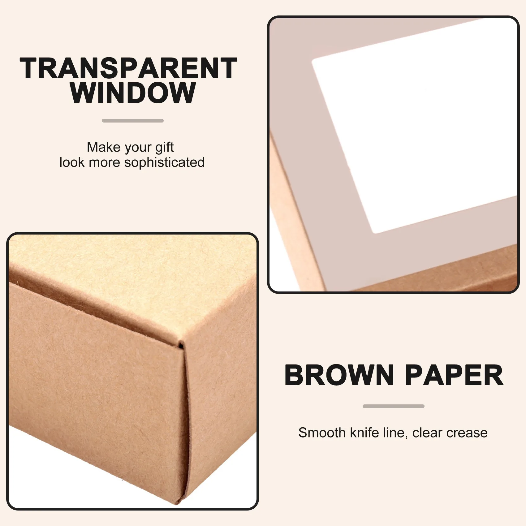 ABFS 30 Pcs Mini Paper Box with Window Present Packaging Box Treat Box for Soap Treat Bakery Candy(Black Brown White)