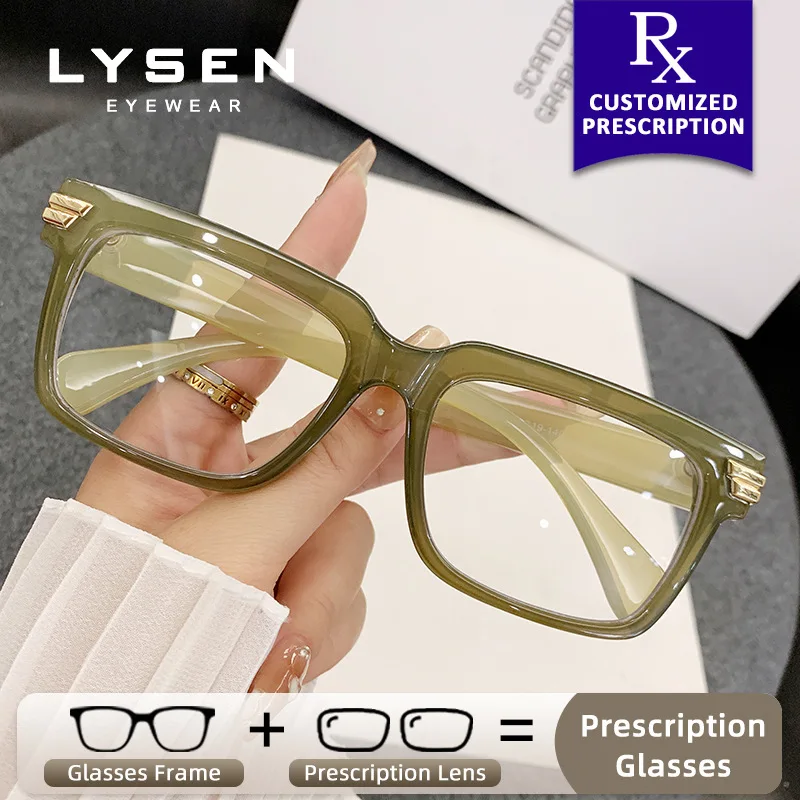 

LYSEN Casual Rectangle Women Anti-Reflective Myopia Glasses Anti Blue Light Photochromic Prescription Glasses Progressive Lenses