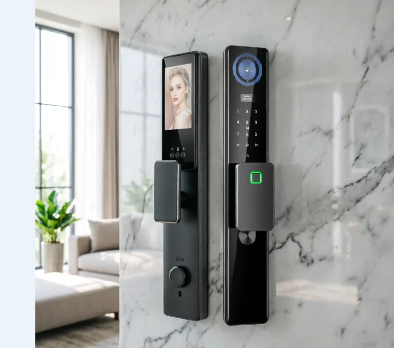 Smart Door Lock 3D Facial Recognition Fingerprint Password IC Card Key Access WiFi Remote Control HD Wide Angle Camera App