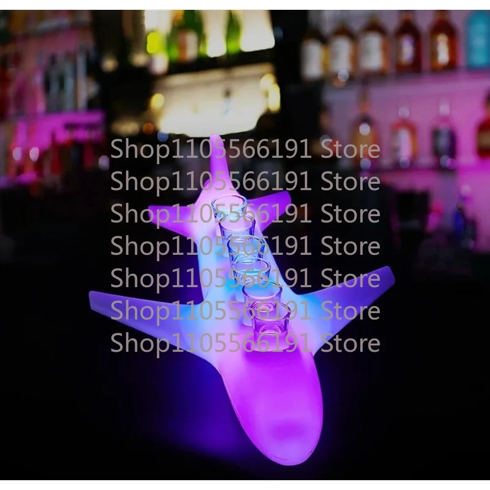 Custom Logo LED Shot Glass Display Stand LED Cup Holder Airplane Tray for Tequila Whisky Wine Bar Nightclub Party
