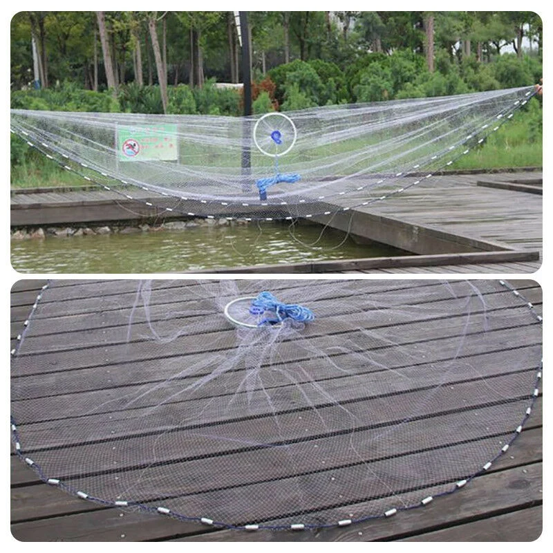 

HLES 8Ft Full Spread Nylon Filament Fish Gill Net Easy Throw Fishing For Hand Cast