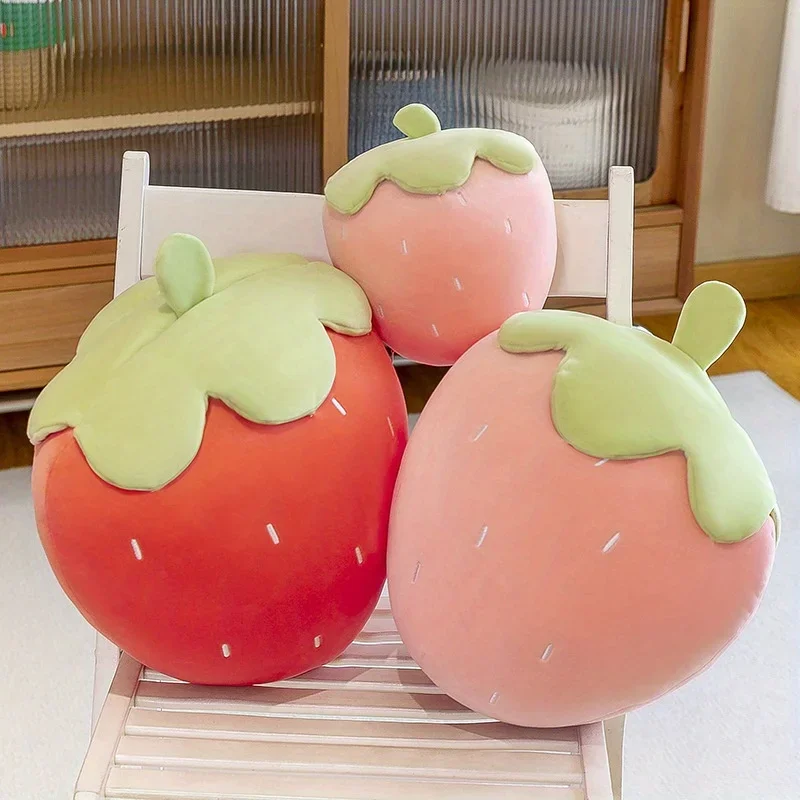 Almohada en forma de fresa, divertida decoración del hogar de cojines con forma temática de frutas, almohada decorativa para sofá cama y silla