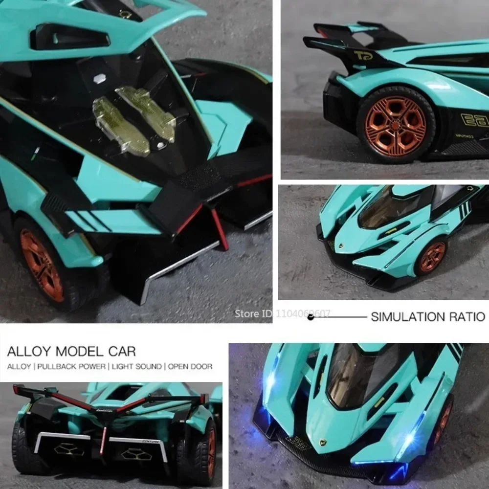 Modelo de coche Lambor V12 GT 1:32, juguete de Metal fundido a presión, luz musical, modelos de vehículos de carreras en miniatura, decoración, regalos para niños