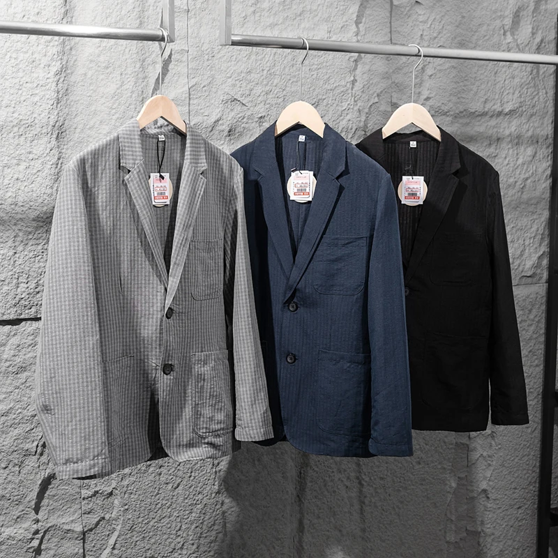 

Мужской легкий дышащий льняной пиджак для весны и лета, повседневный, модный, стильный, деловой костюмный пиджак