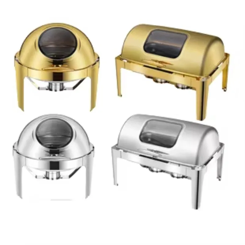 Luxury heating hotel breakfast stove stainless steel cafeteria buffet, full flip design