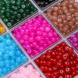 8x5mm 25Pcs Glass Imitation Jade Straight Hole Abacus Beads, Unique Scattered Beads, Handmade DIY Jewelry Bracelets, Earrings, A