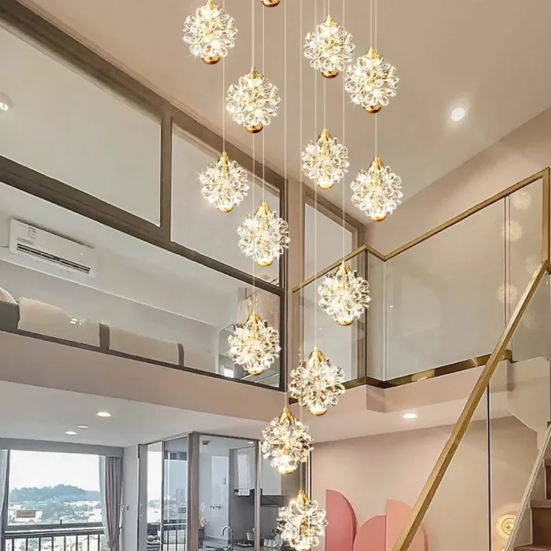 

Modern home decoration crystal chandelier, stair Pendant lamp, living room Pendant lights, interior lighting