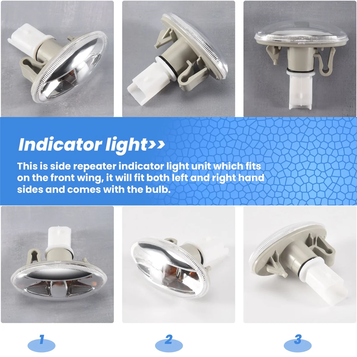 Lampu Repeater indikator kemudi samping mitra mobil, lampu Repeater indikator kemudi samping untuk 108 107 407 206 6325G3 untuk Citreon C1 C2 C3 2 buah