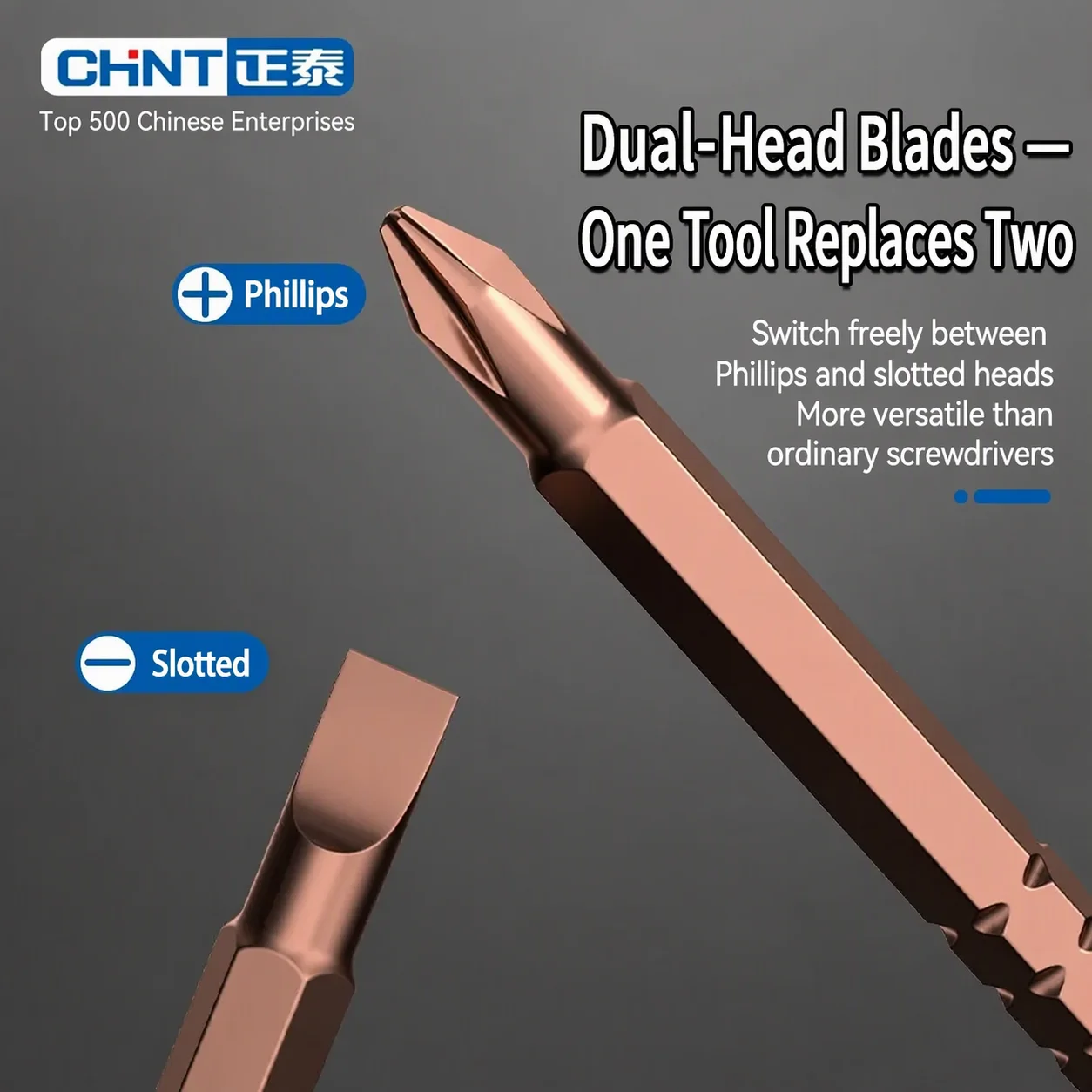 Double Use Screwdriver Removable Hand Tool Slotted Phillips Screw Driver Impact Double Head PH2 Dual Interchangeable