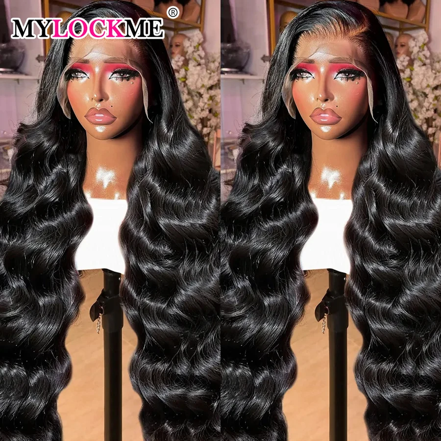 180 Density 13x4 13x6 Transparent Body Wave 30 32 34Inches Lace Front Human Hair Wigs MYLOCKME Brazilian Frontal Wigs For Women