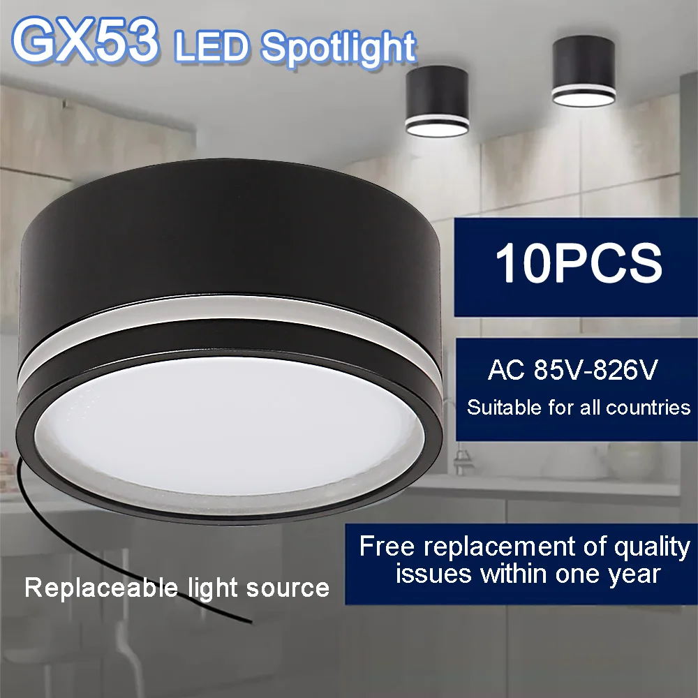 GX53 Spot Led Lights Kitchen Led Downlights Replaceable Bulb Down Lighting Living Room Ceiling Lamp Home Decor Indoor Spotlight