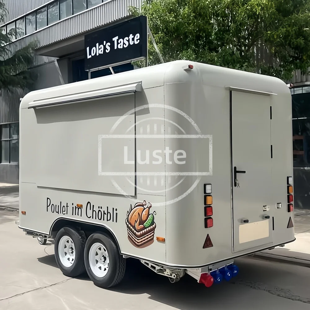 

Food Truck Trailer Mobile Cart Caravan Hamburger Shape Mobile Business Factory Customized Car Restaurant