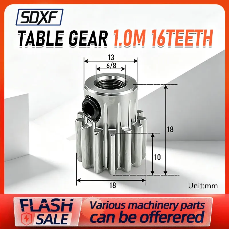 Module 1 16T 45# Carbon Steel 5mm 6mm 6.35mm 8mm Bore Low Speed Drive Gear For Motors