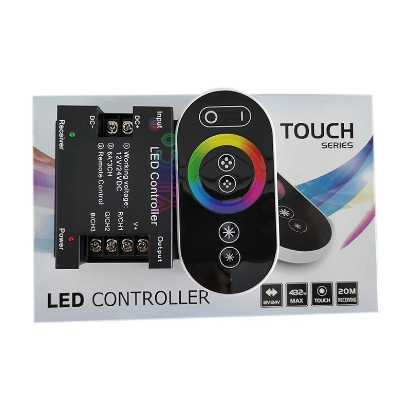 RGB LED Controller 18A RF Remote Wireless Control Touch Dimmer For 5050 2835 3528 5630 SMD RGB LED Strip Light DC12-24V