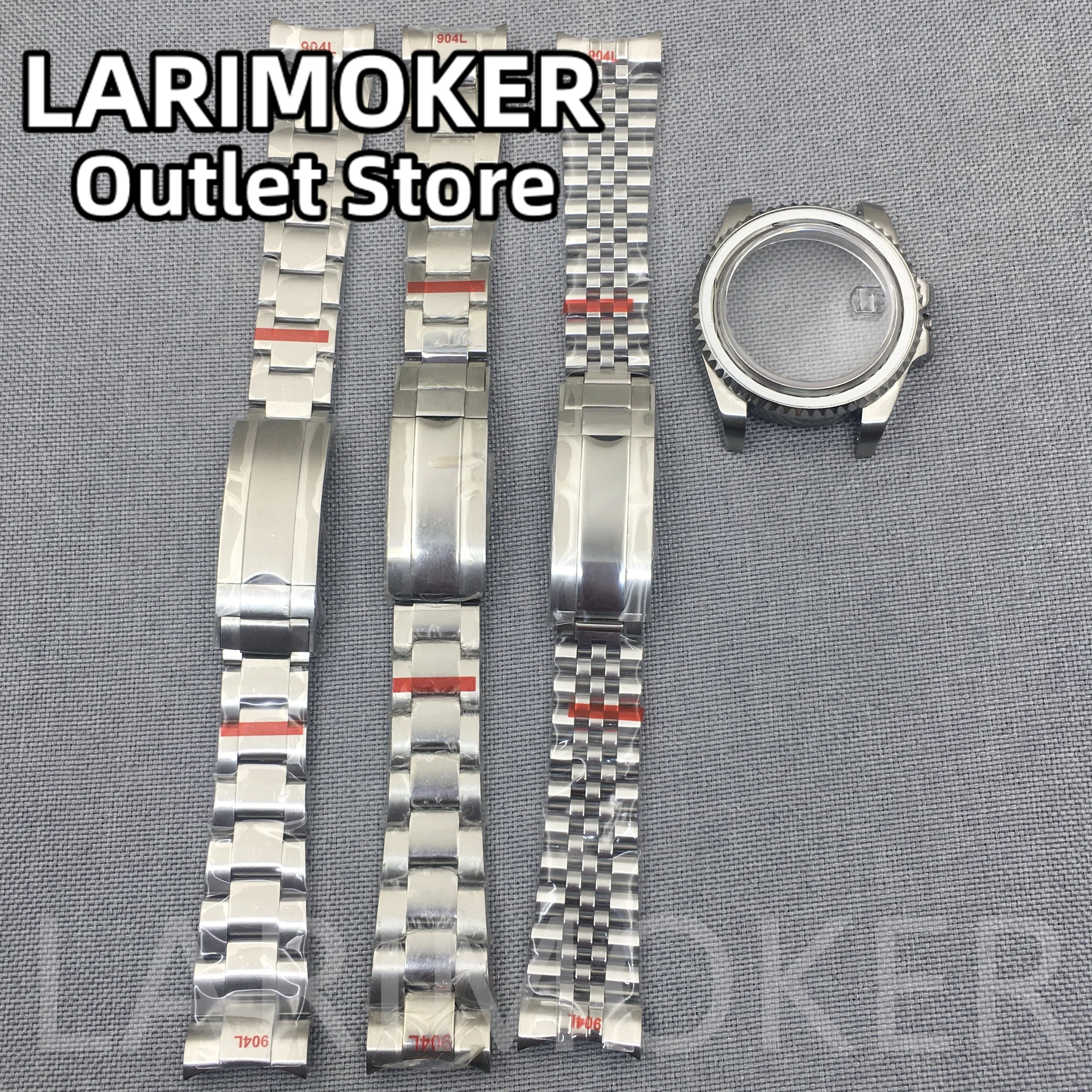 LARIMOKER 21mm Sliver Watch Bracelet Fit 43mm Case 904L Solid Stainless Steel Watch Band Folding Buckle Glide Strap